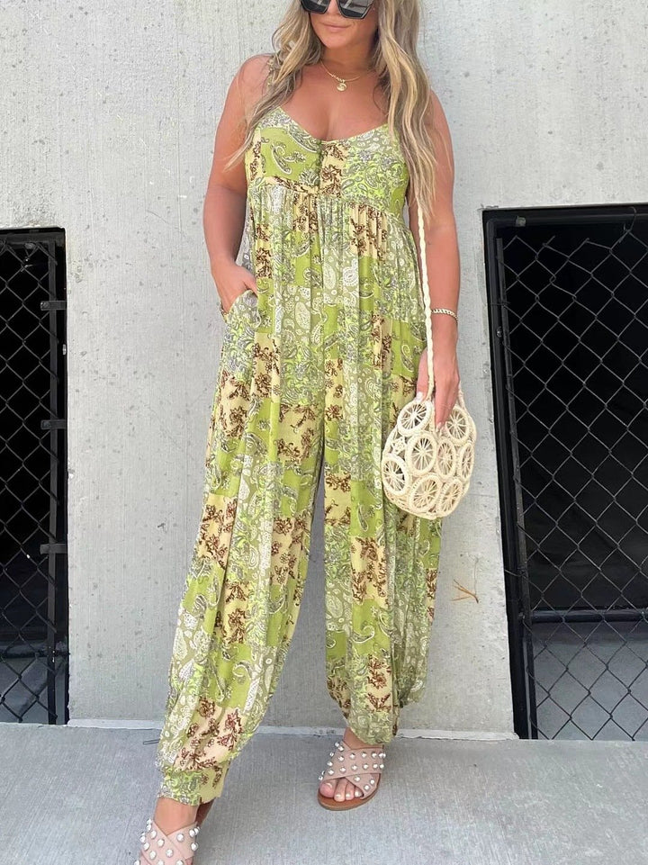 DANICA™ - Combinaison pantalon bohème à manches ballons