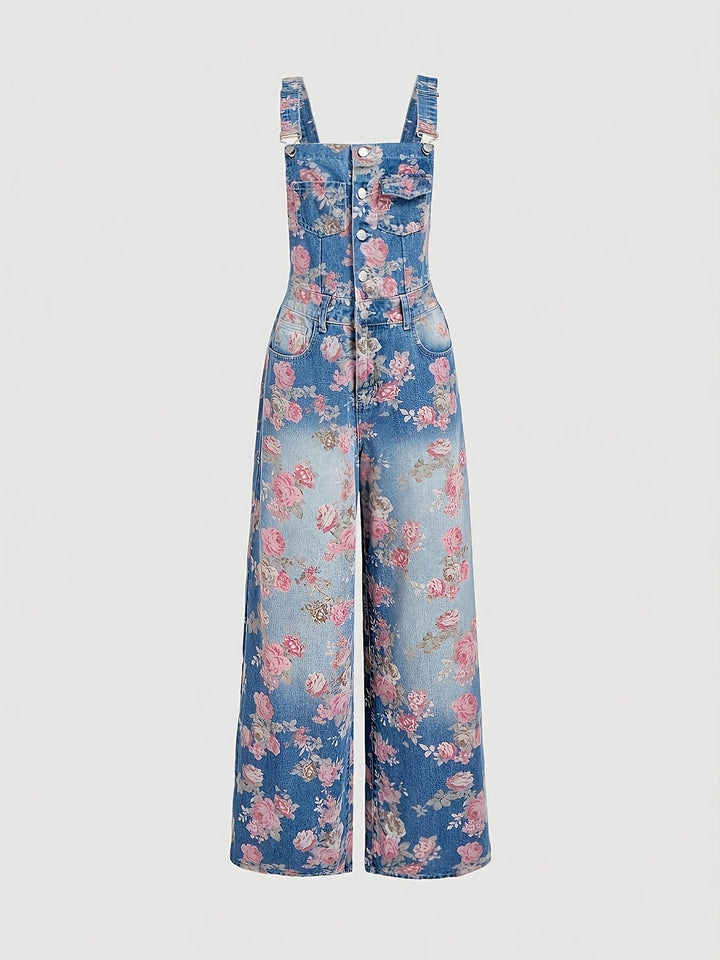 Rosalie | Salopette en jean fleuri