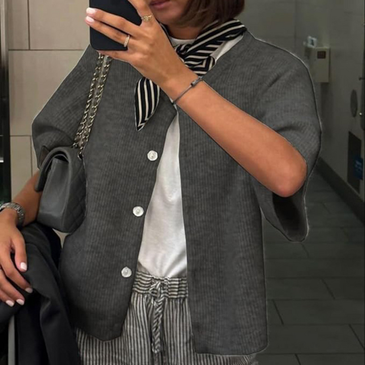 VISAIA™ – Cardigan boutonné léger à manches courtes