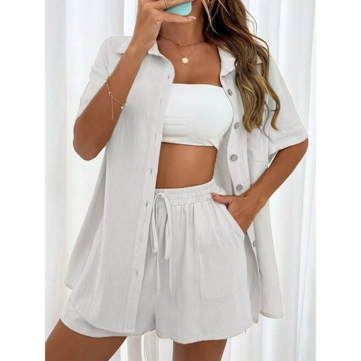 KRISTINE™ – Ensemble décontracté d'été avec chemise boutonnée