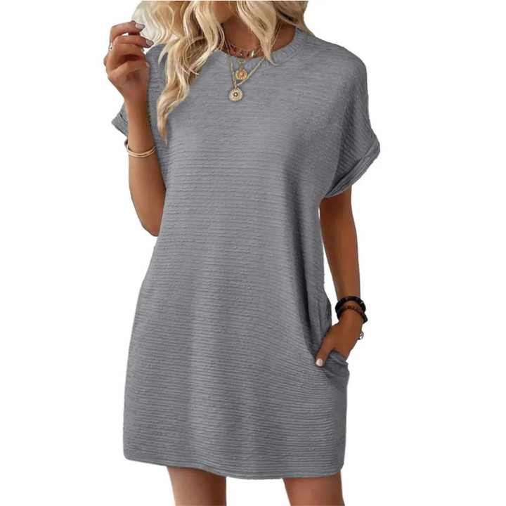 EVASHA™ – Robe d'été décontractée et minimaliste à col rond
