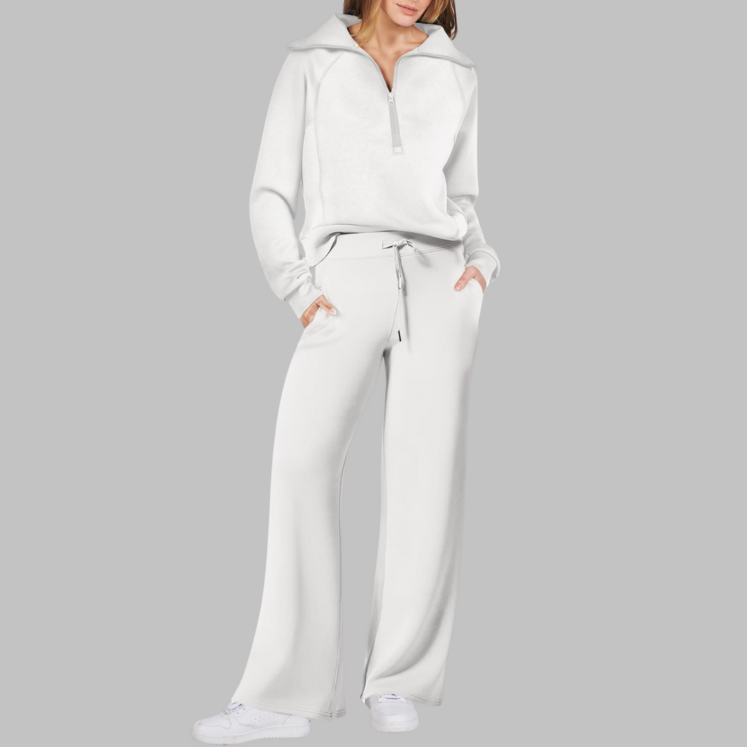 UDAY™ - Ensemble sweat-shirt demi-zip confortable et pantalon large