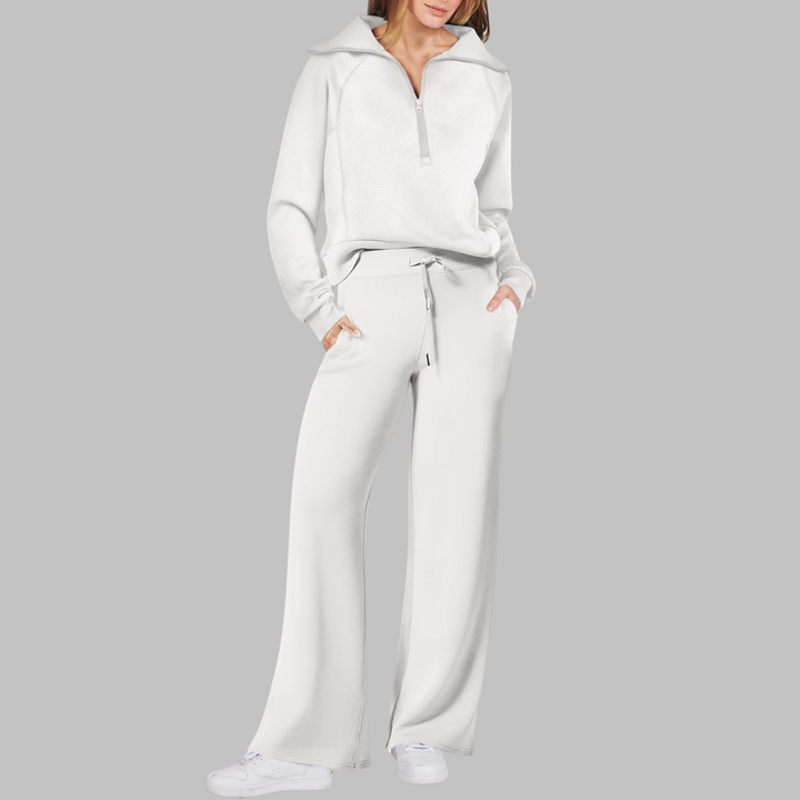 UDAY™ - Ensemble sweat-shirt demi-zip confortable et pantalon large