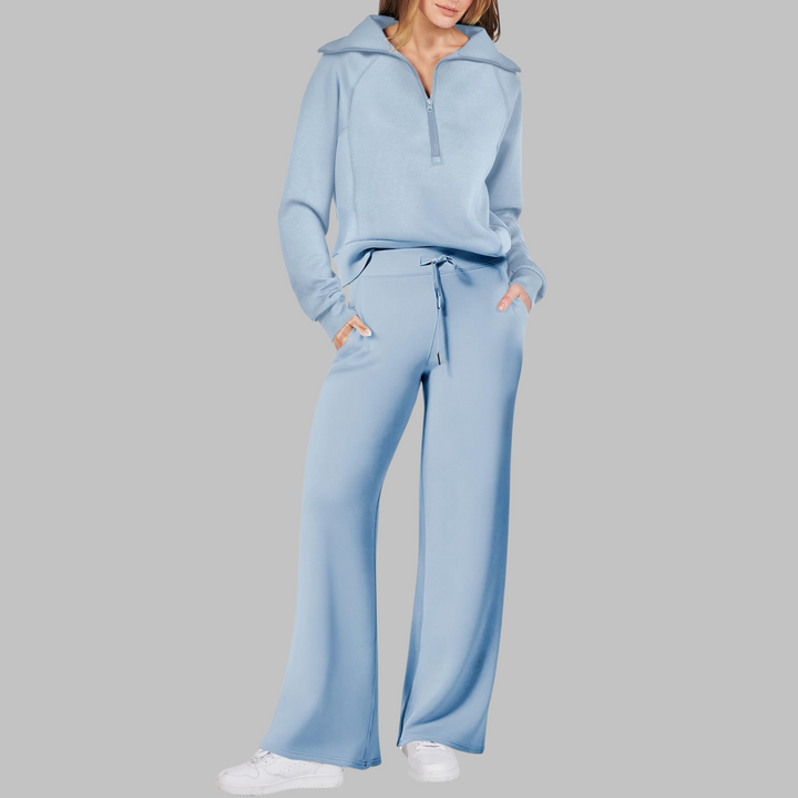 UDAY™ - Ensemble sweat-shirt demi-zip confortable et pantalon large