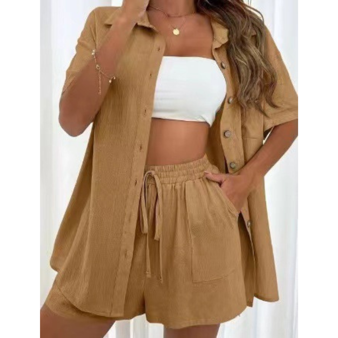 KRISTINE™ – Ensemble décontracté d'été avec chemise boutonnée