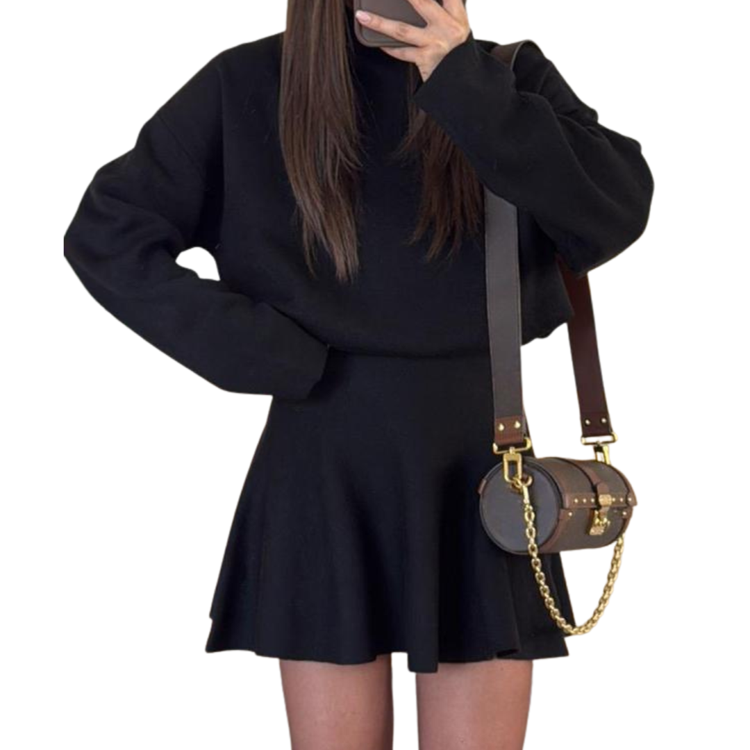 PHOEBE™ - Robe Pull Maille Ample Col Mi-Montant