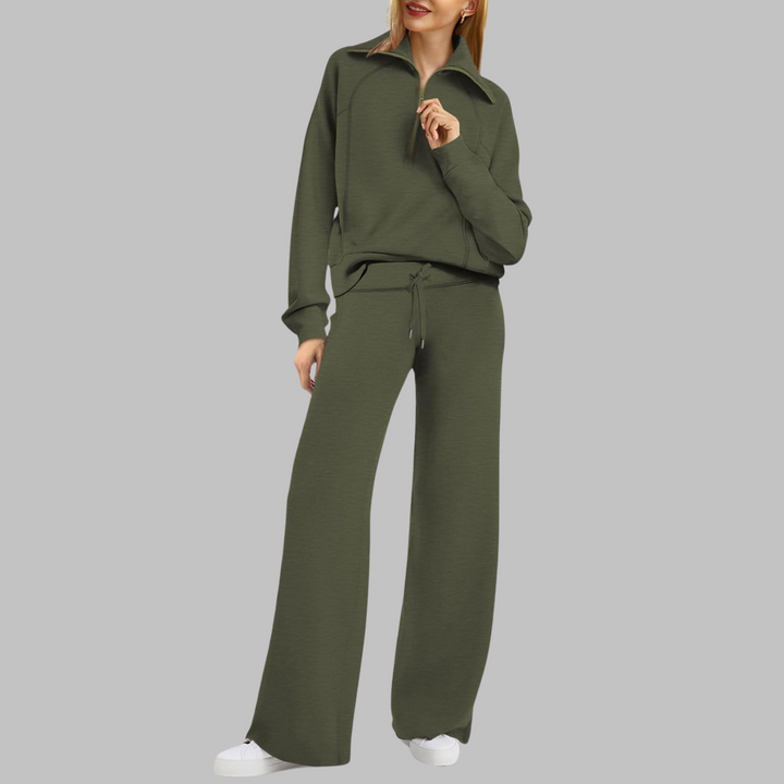 UDAY™ - Ensemble sweat-shirt demi-zip confortable et pantalon large