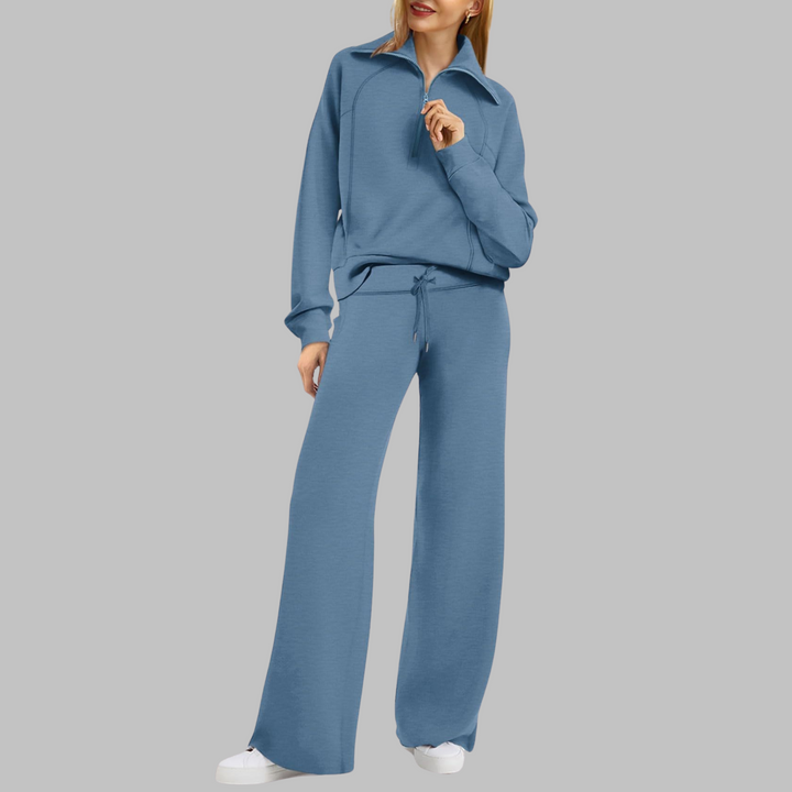 UDAY™ - Ensemble sweat-shirt demi-zip confortable et pantalon large