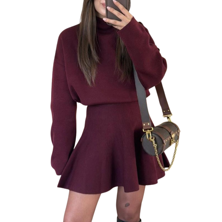 PHOEBE™ - Robe Pull Maille Ample Col Mi-Montant
