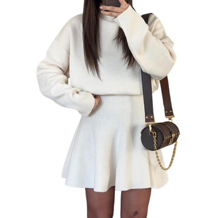 PHOEBE™ - Robe Pull Maille Ample Col Mi-Montant