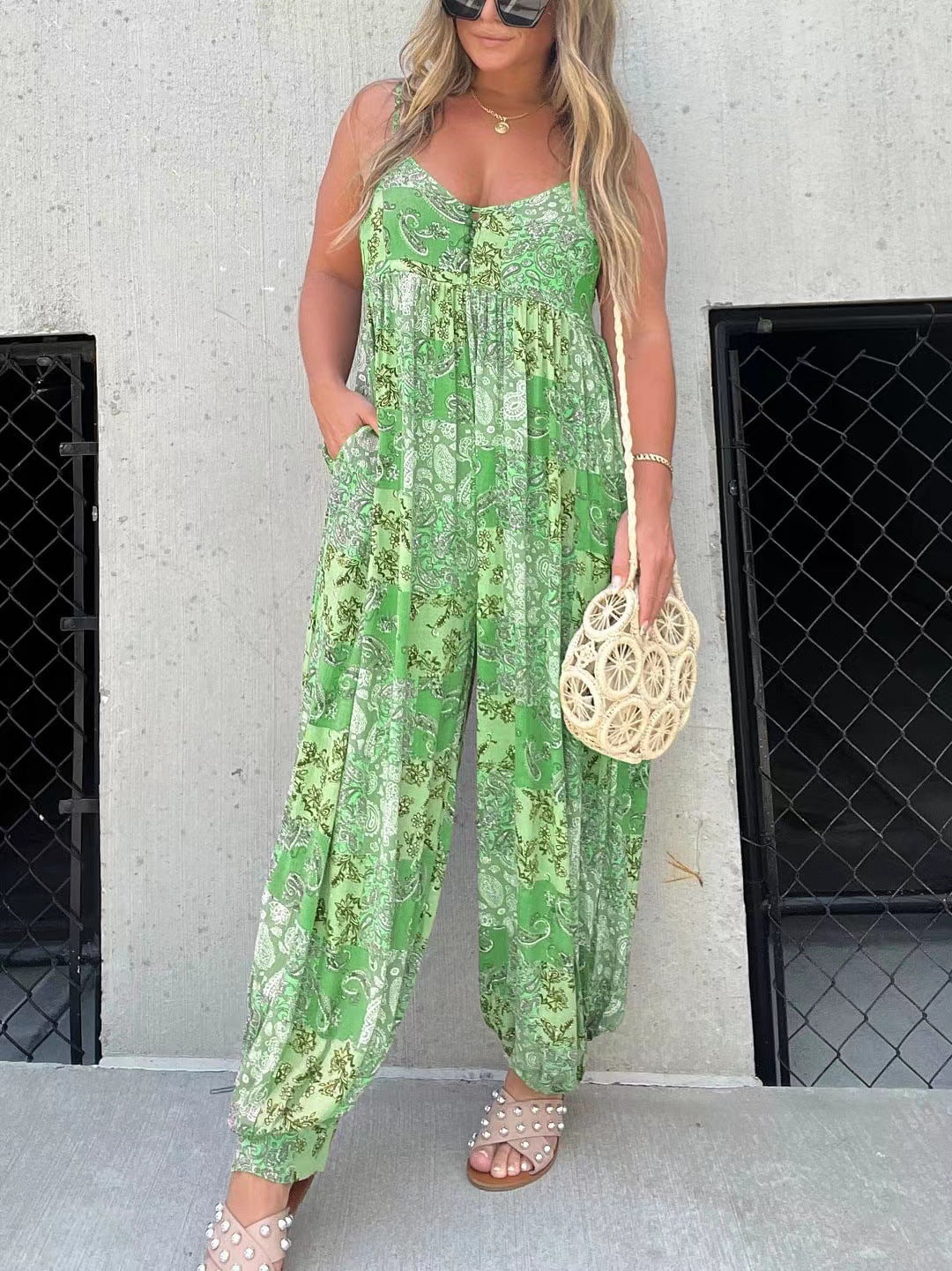 DANICA™ - Combinaison pantalon bohème à manches ballons