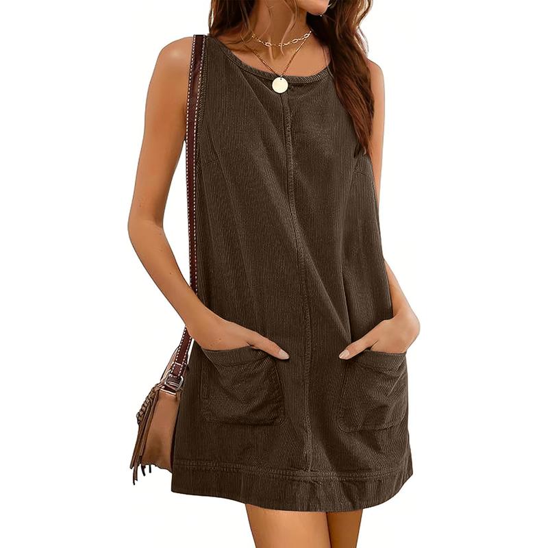 VICTORIA™ - Robe Salopette en Velours Côtelé avec Poches pour l'Automne et l'Hiver