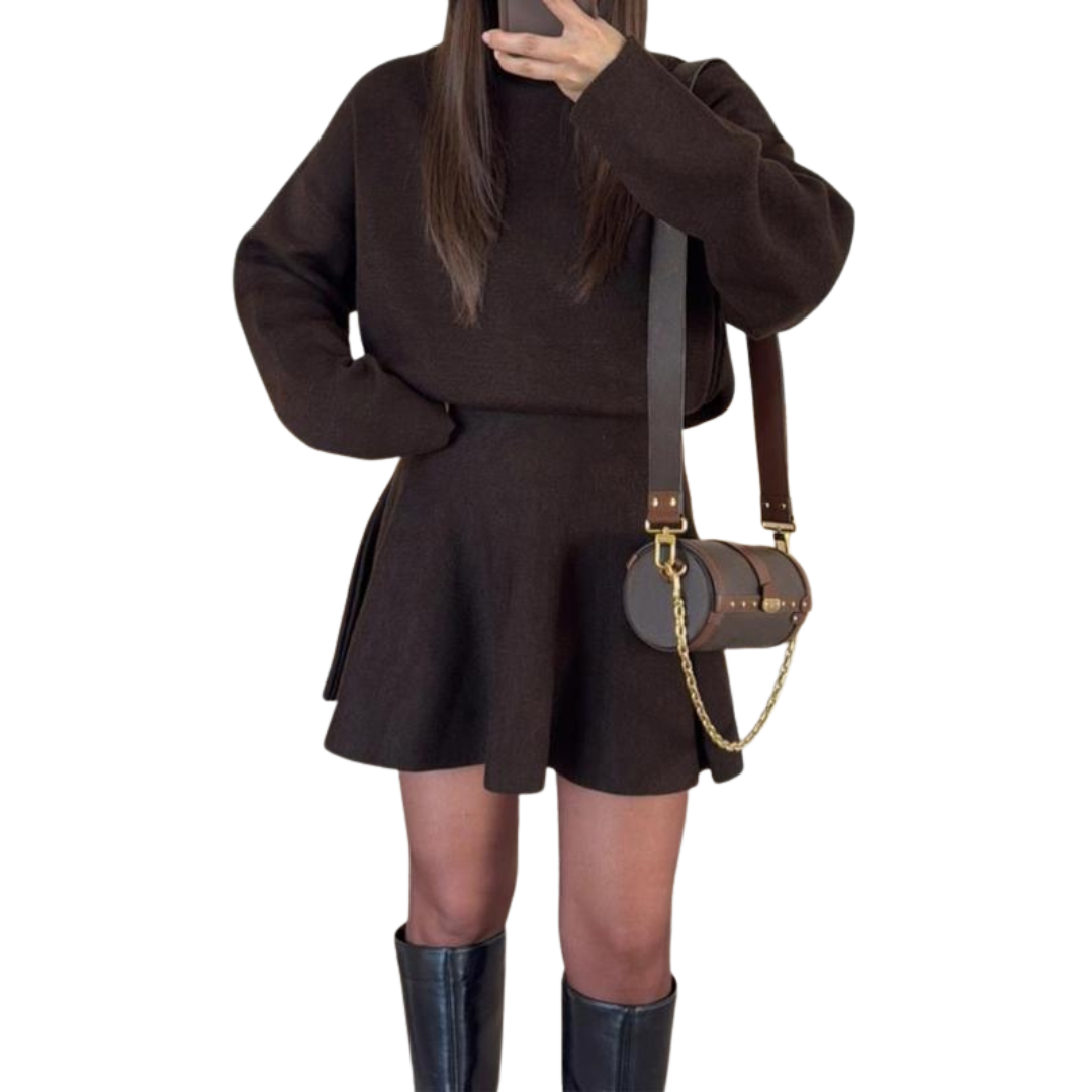 PHOEBE™ - Robe Pull Maille Ample Col Mi-Montant