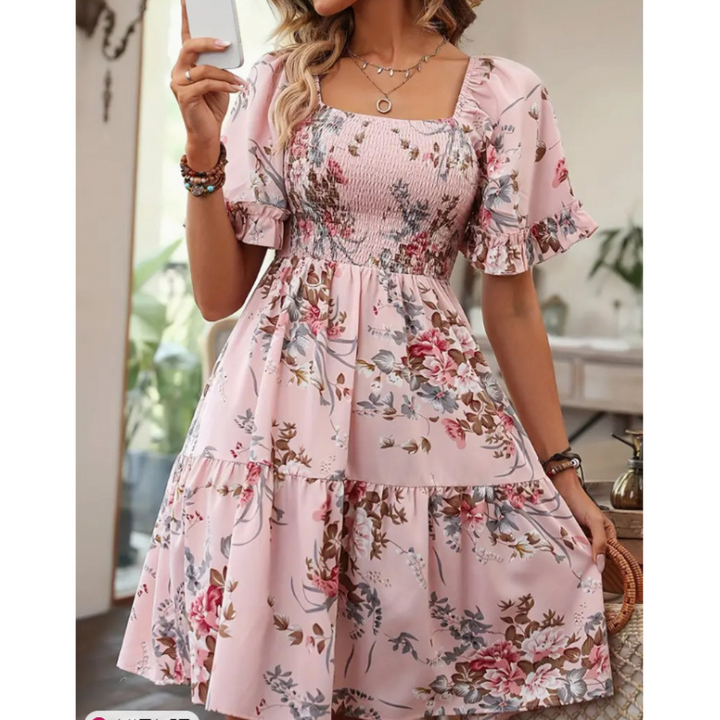 ISOLDE™ – Robe d'été vintage fleurie à manches volantées