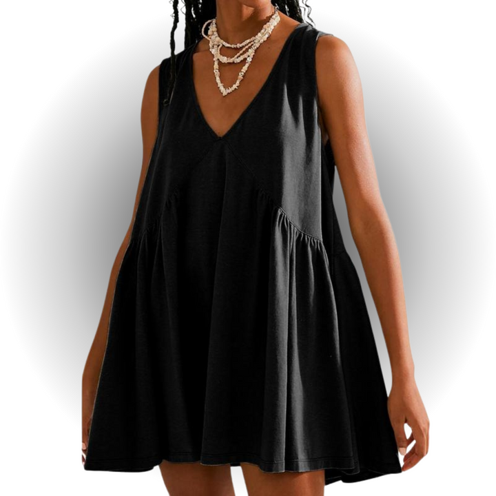 GARNETH™ – Mini Robe d'Été Décontractée sans Manches Col V