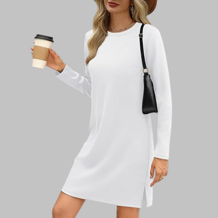 TATLO™ - Robe Courte Décontractée à Manches Longues et Col Rond