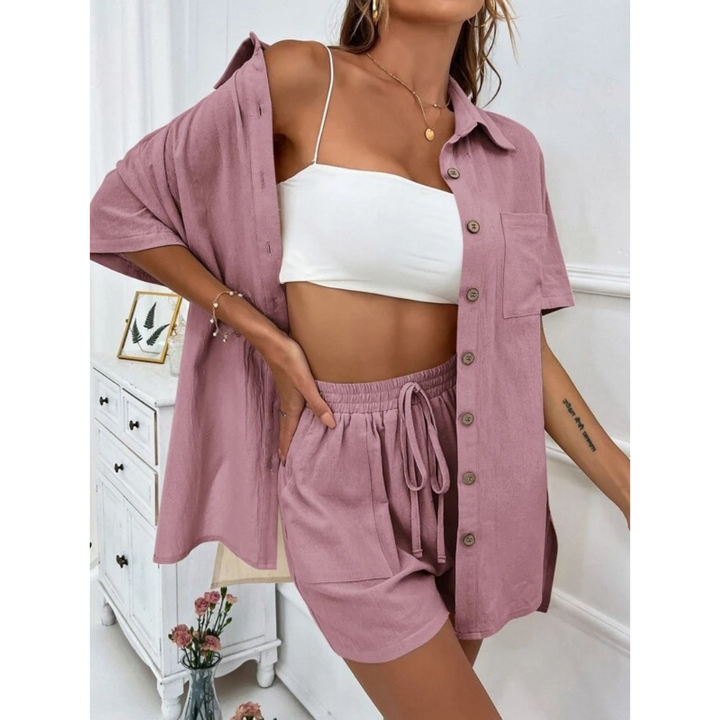 KRISTINE™ – Ensemble décontracté d'été avec chemise boutonnée