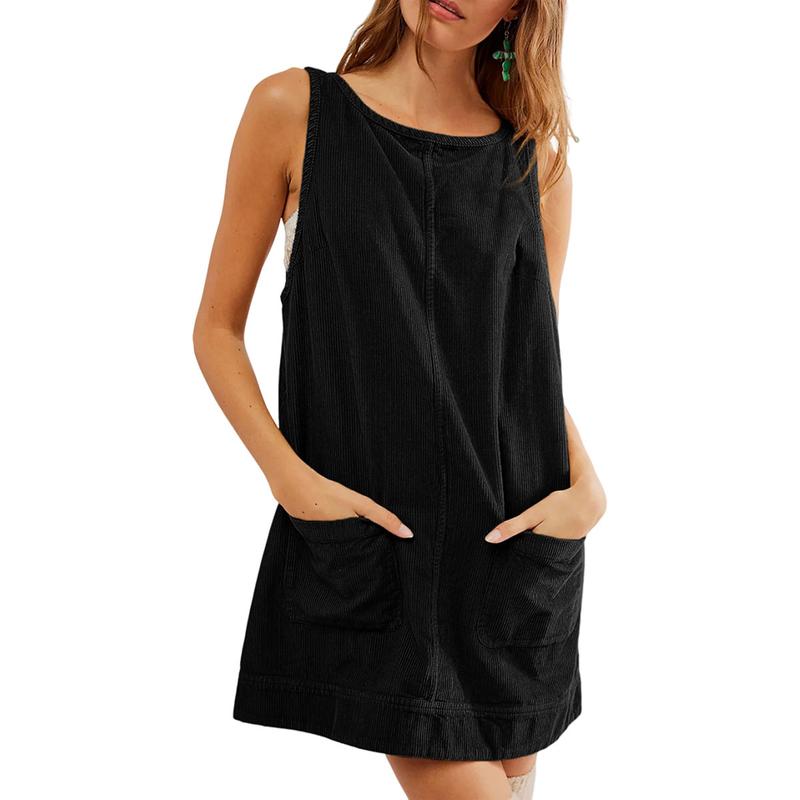 VICTORIA™ - Robe Salopette en Velours Côtelé avec Poches pour l'Automne et l'Hiver