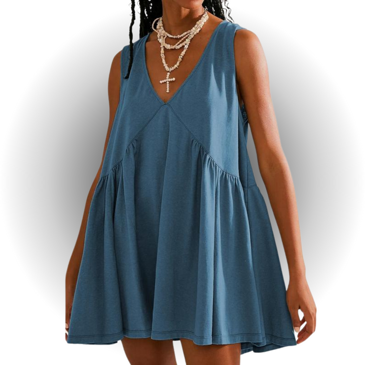 GARNETH™ – Mini Robe d'Été Décontractée sans Manches Col V