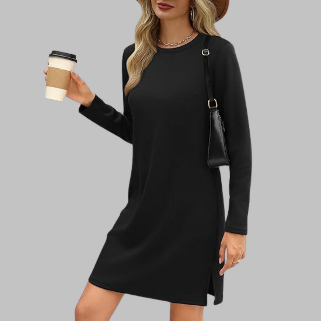 TATLO™ - Robe Courte Décontractée à Manches Longues et Col Rond