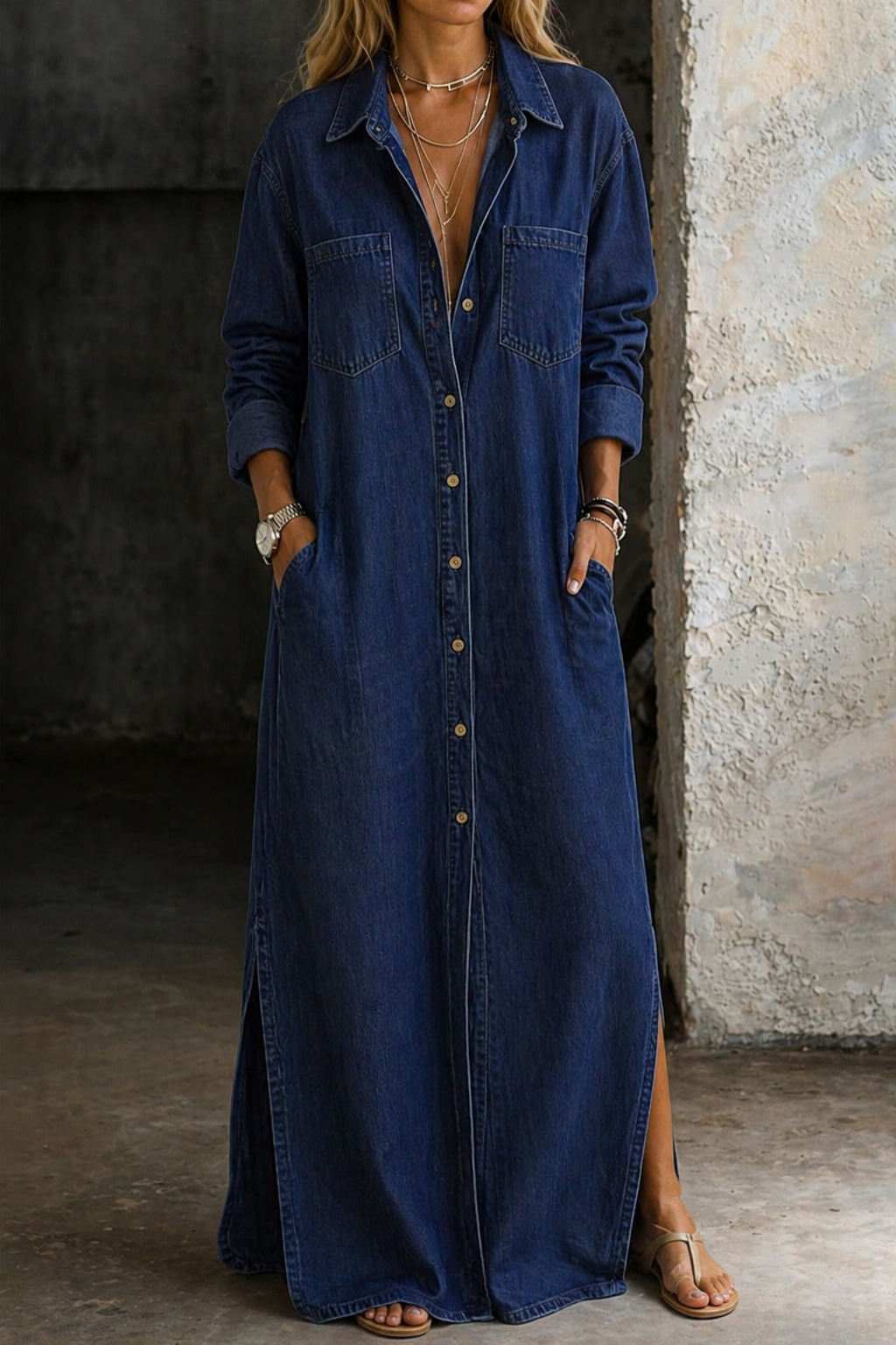 Margaret | Robe longue en jean décontractée