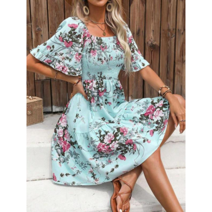 ISOLDE™ – Robe d'été vintage fleurie à manches volantées
