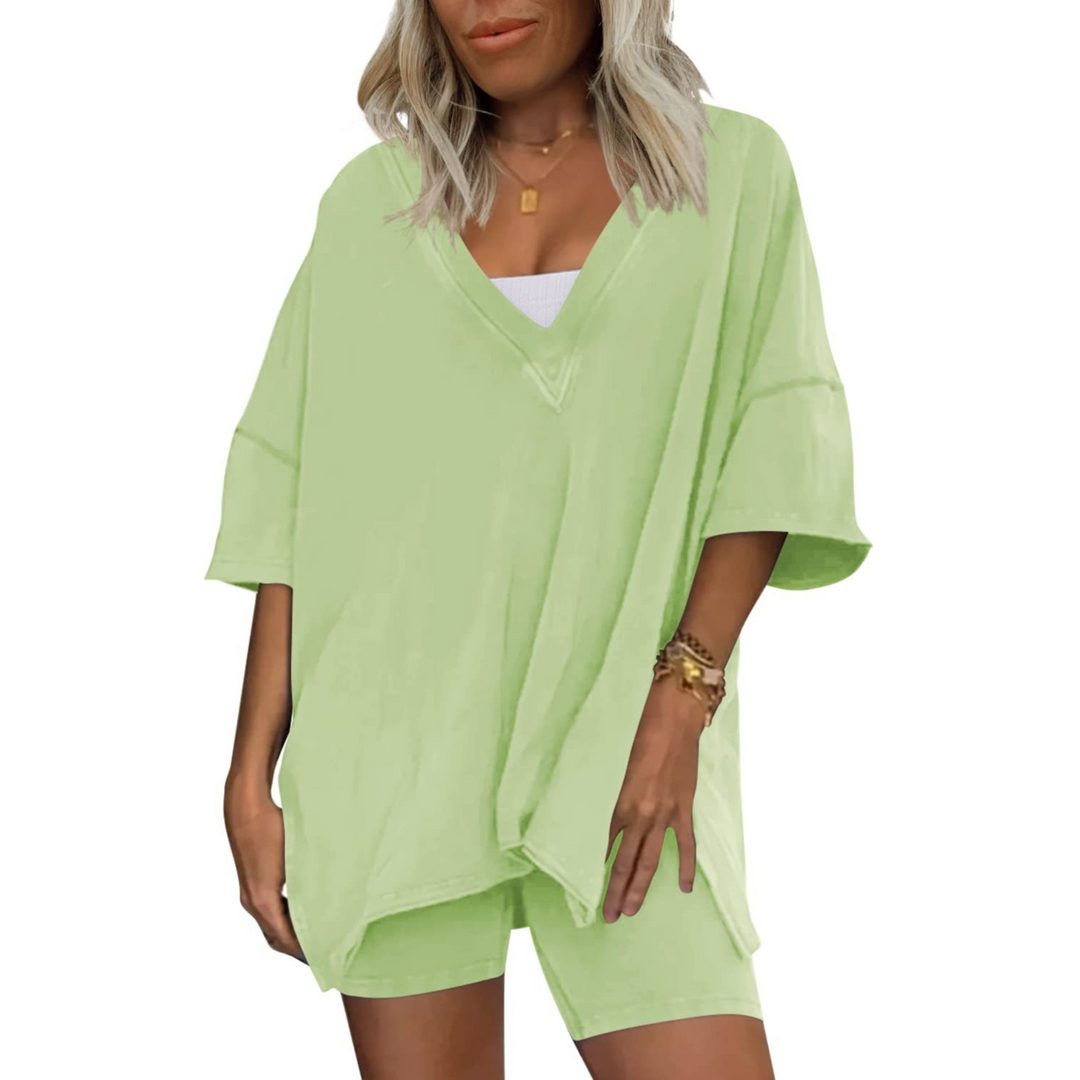 RAMLYN™ – Ensemble décontracté surdimensionné col en V et short