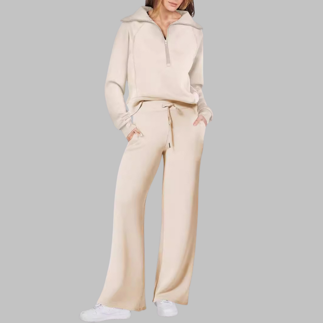 UDAY™ - Ensemble sweat-shirt demi-zip confortable et pantalon large