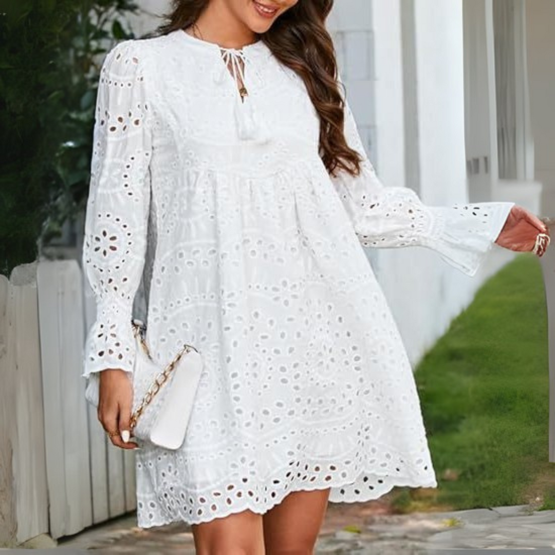 ANIM™ - Mini-Robe Chic à Gland Col V Manches Longues