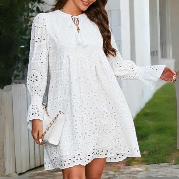 ANIM™ - Mini-Robe Chic à Gland Col V Manches Longues