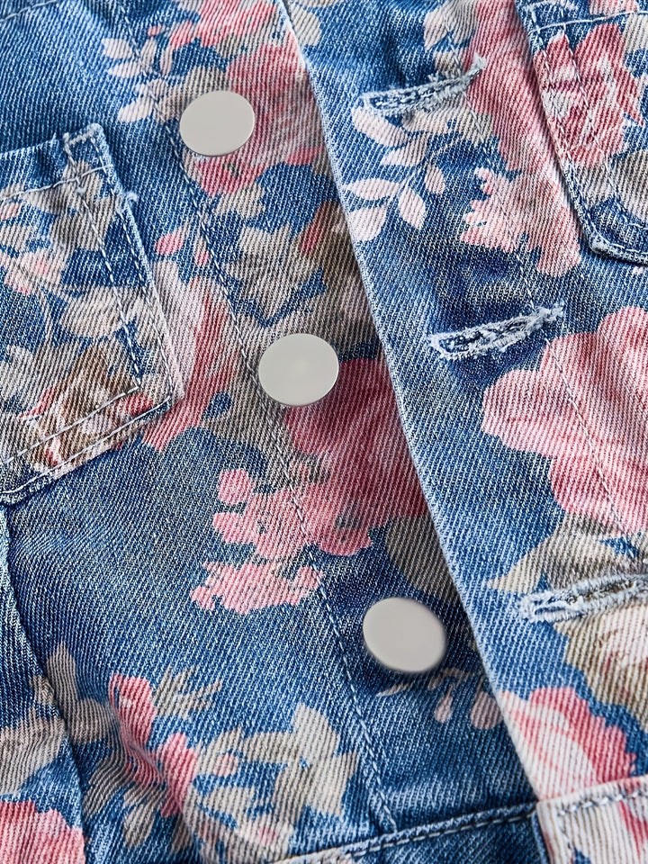 Rosalie | Salopette en jean fleuri