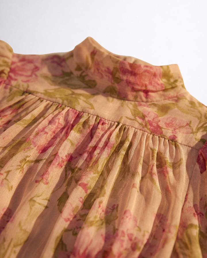 Rosario | Elegant Long Floral Chiffon Gown