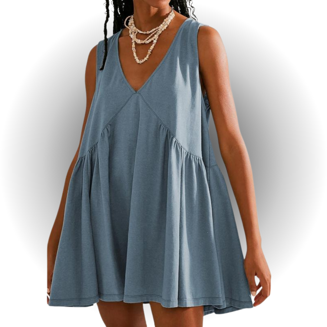 GARNETH™ – Mini Robe d'Été Décontractée sans Manches Col V