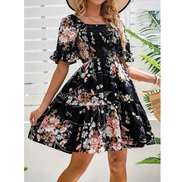 ISOLDE™ – Robe d'été vintage fleurie à manches volantées