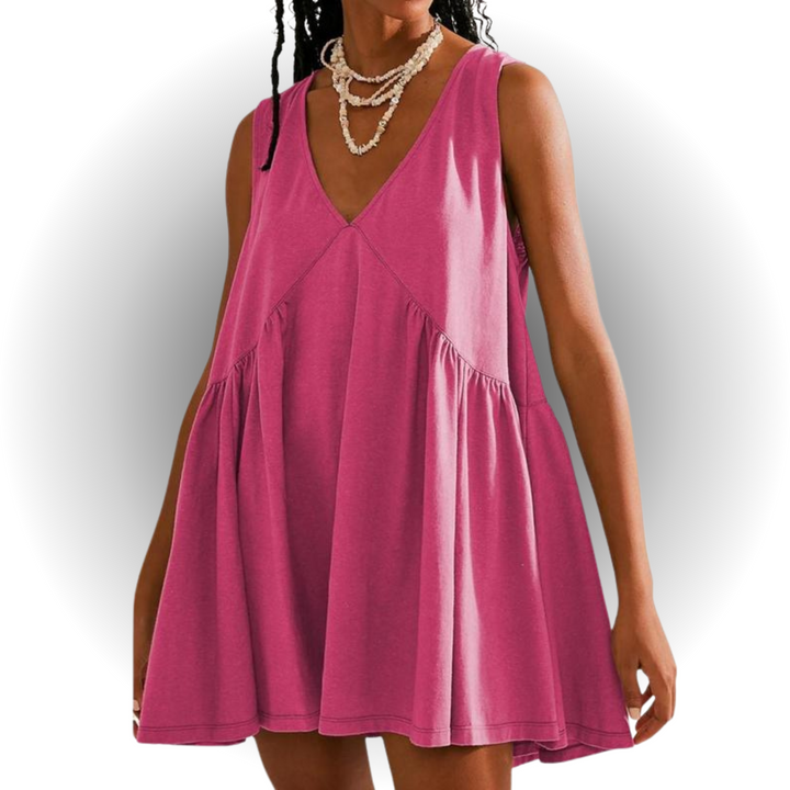 GARNETH™ – Mini Robe d'Été Décontractée sans Manches Col V