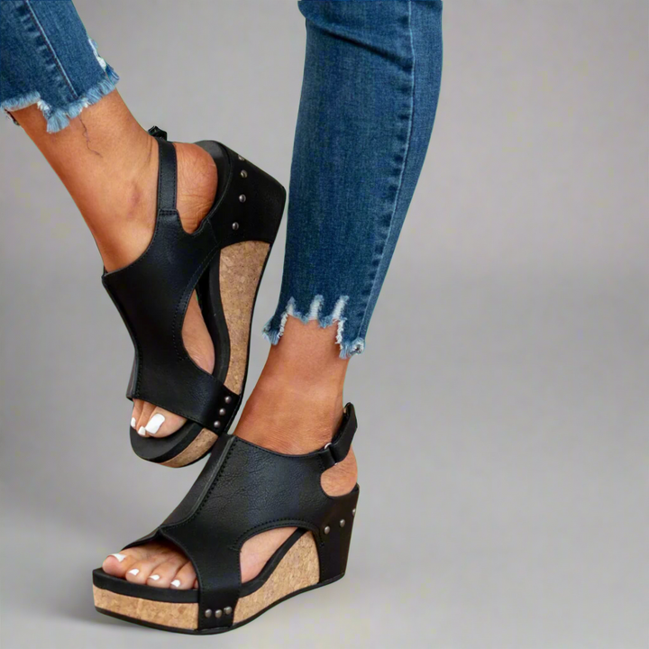 LUARYA™ - Sandales compensées en liège, confortables au quotidien