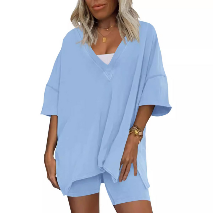 RAMLYN™ – Ensemble décontracté surdimensionné col en V et short