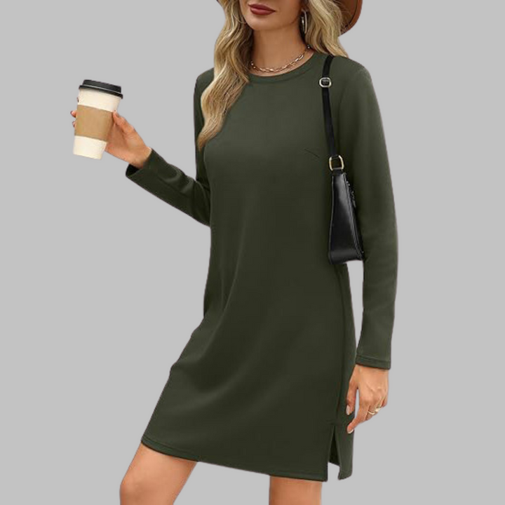 TATLO™ - Robe Courte Décontractée à Manches Longues et Col Rond