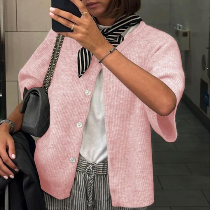 VISAIA™ – Cardigan boutonné léger à manches courtes