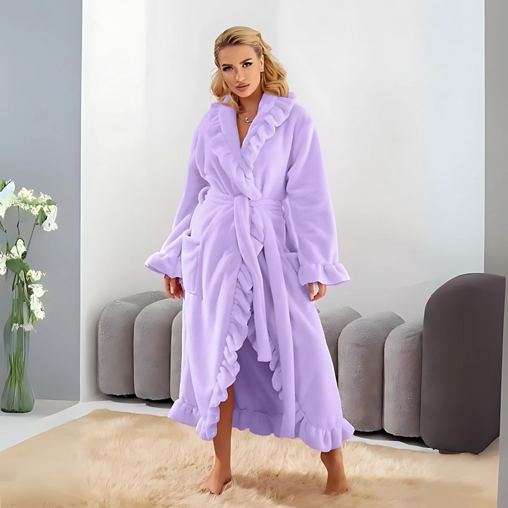 HEXA™ - Robe à manches longues et ourlet volanté chic