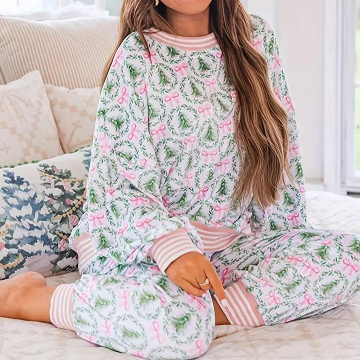 AUBREY™ - Ensemble Loungewear Confortable à Imprimé Nœuds de Noël
