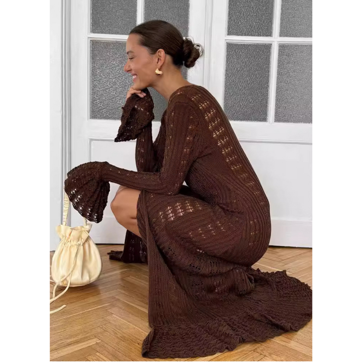 ADOWBI™ - Cardigan ajusté à boutons et manches à volants chic