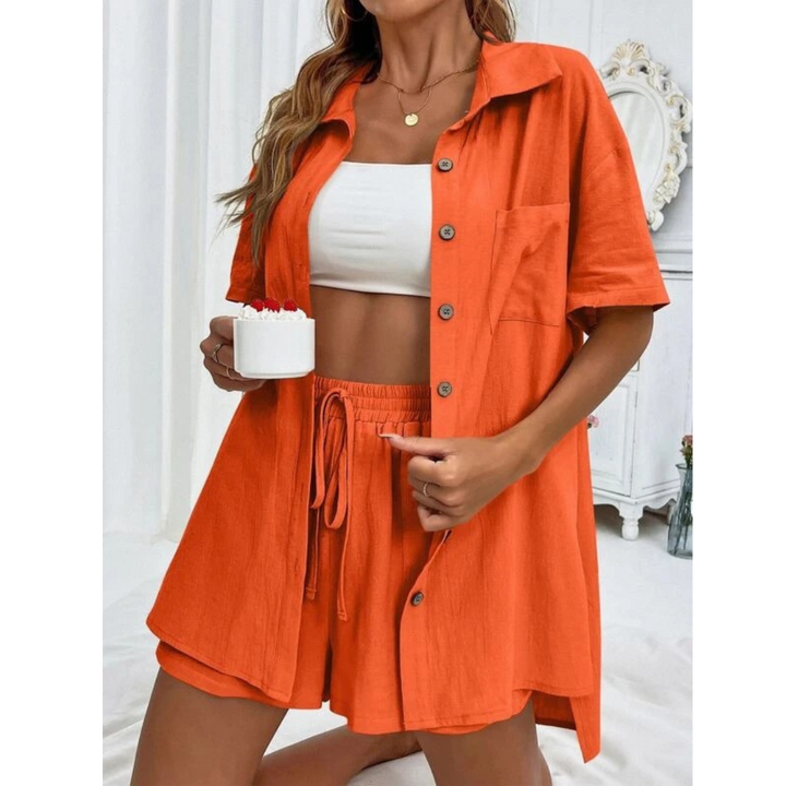 KRISTINE™ – Ensemble décontracté d'été avec chemise boutonnée