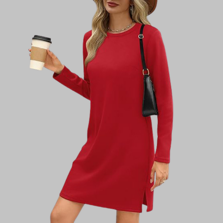 TATLO™ - Robe Courte Décontractée à Manches Longues et Col Rond