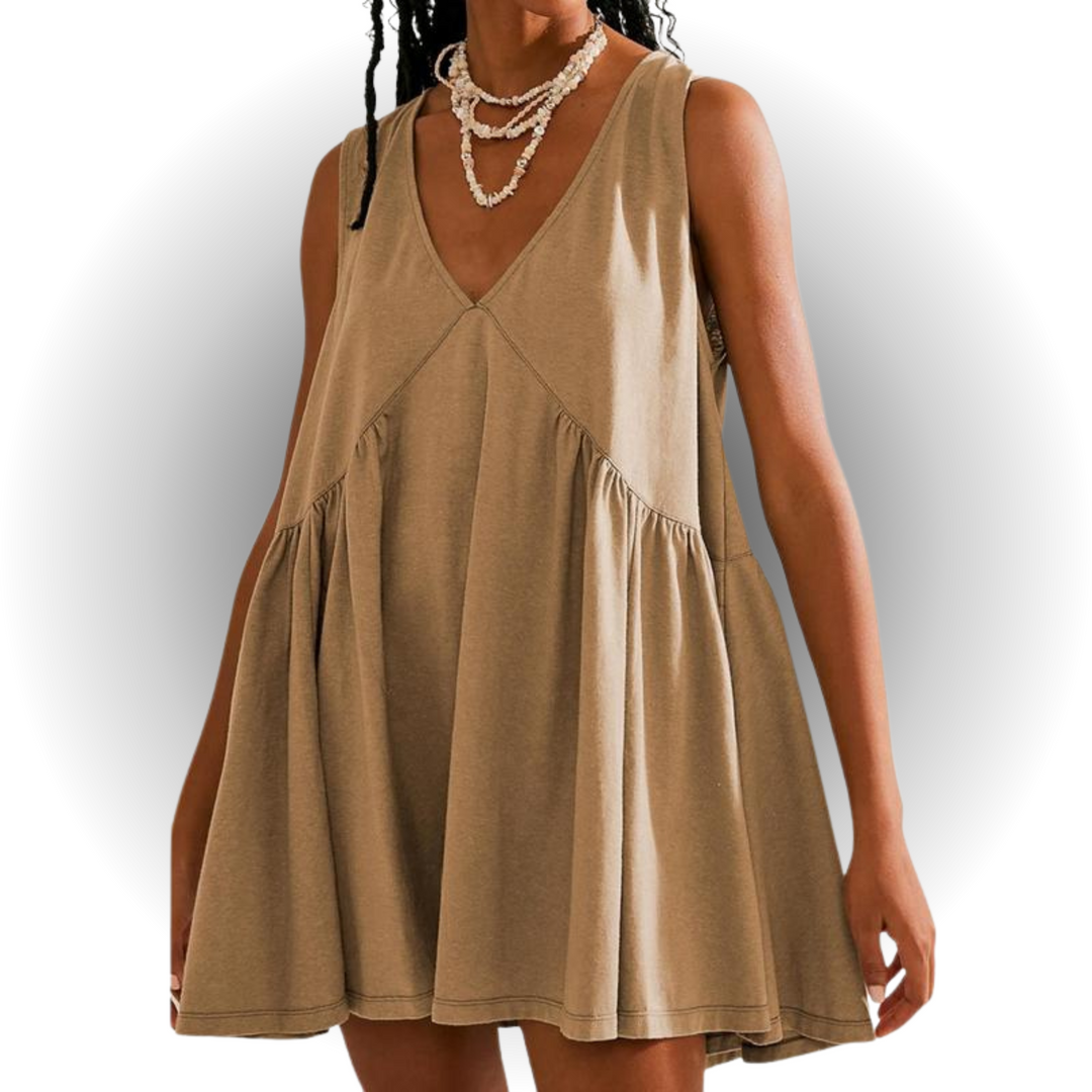 GARNETH™ – Mini Robe d'Été Décontractée sans Manches Col V