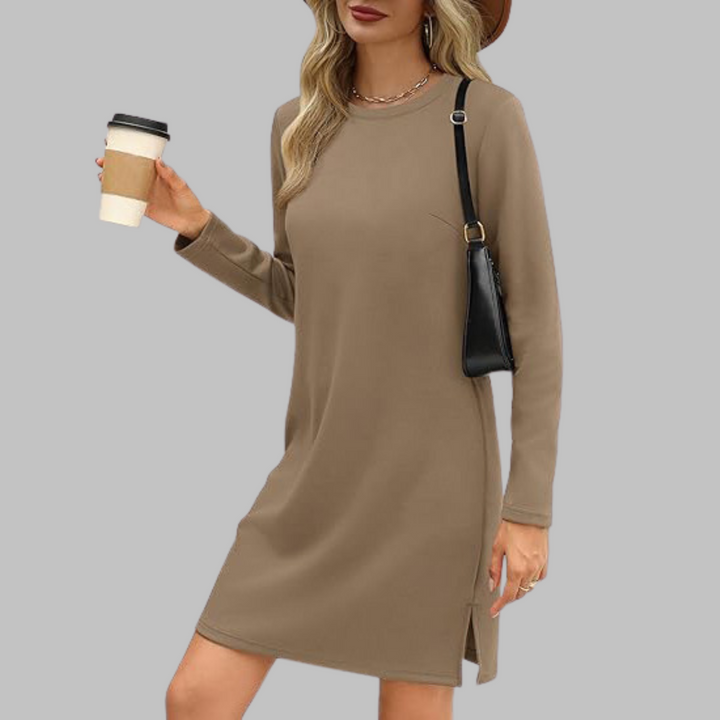 TATLO™ - Robe Courte Décontractée à Manches Longues et Col Rond