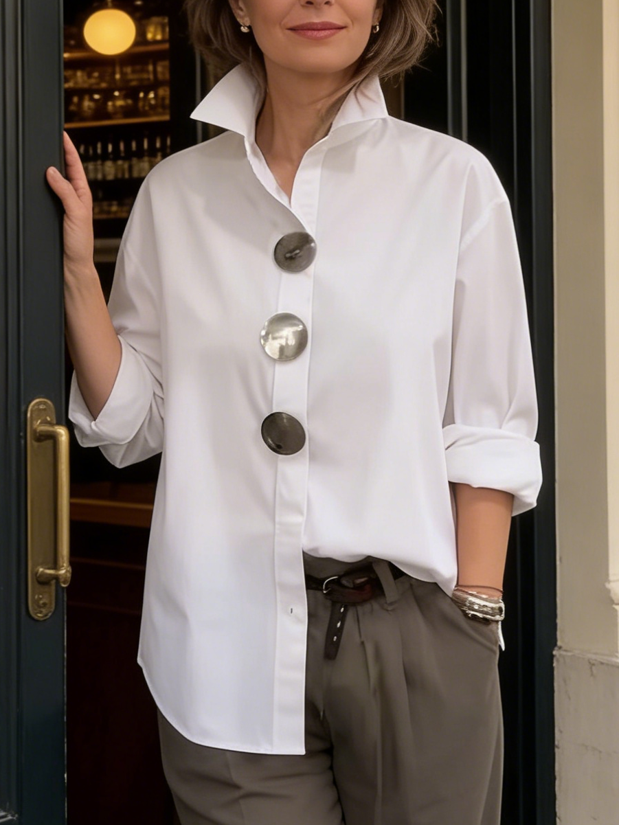 Glenda | Blouse boutonnée à col montant
