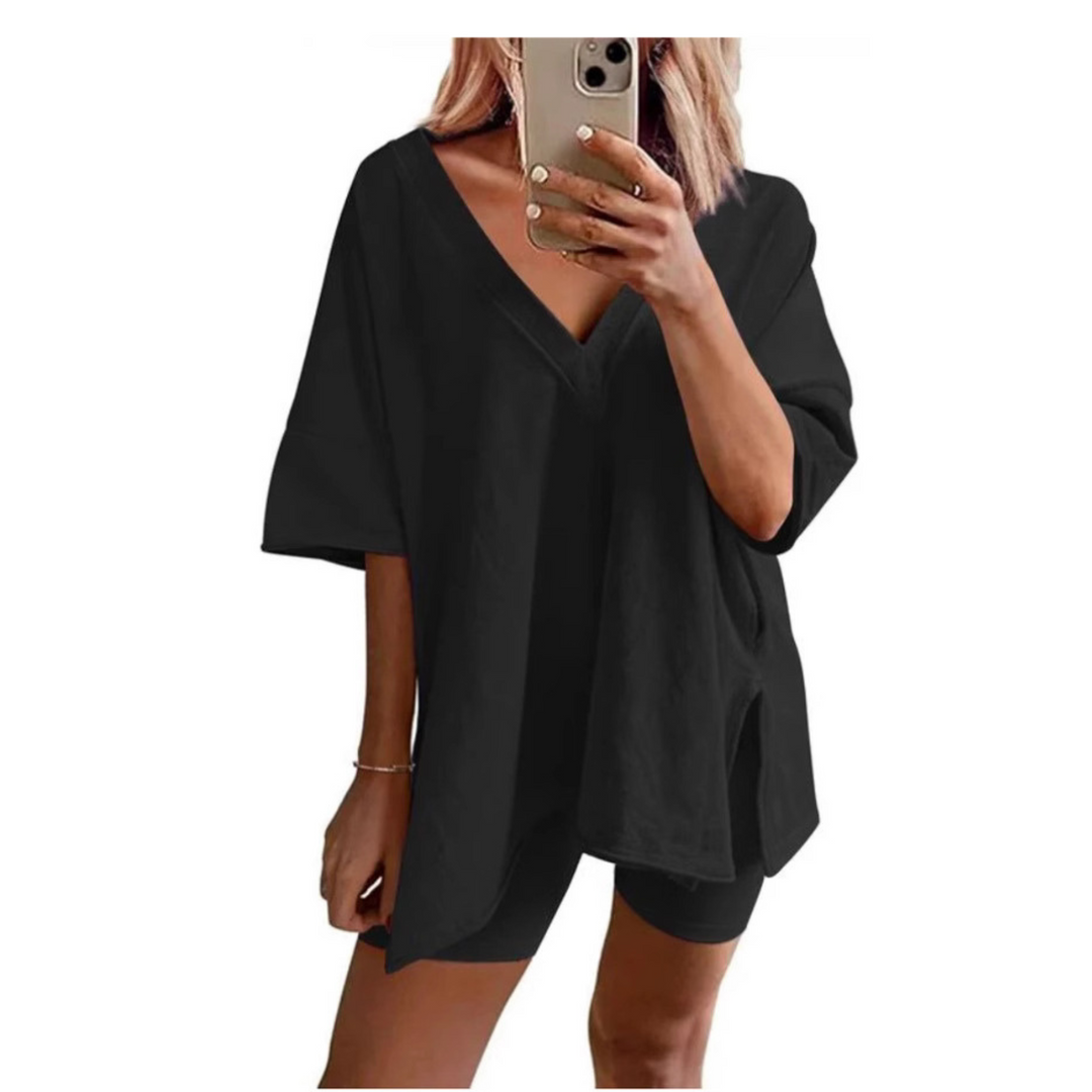 RAMLYN™ – Ensemble décontracté surdimensionné col en V et short