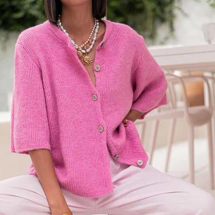 VISAIA™ – Cardigan boutonné léger à manches courtes