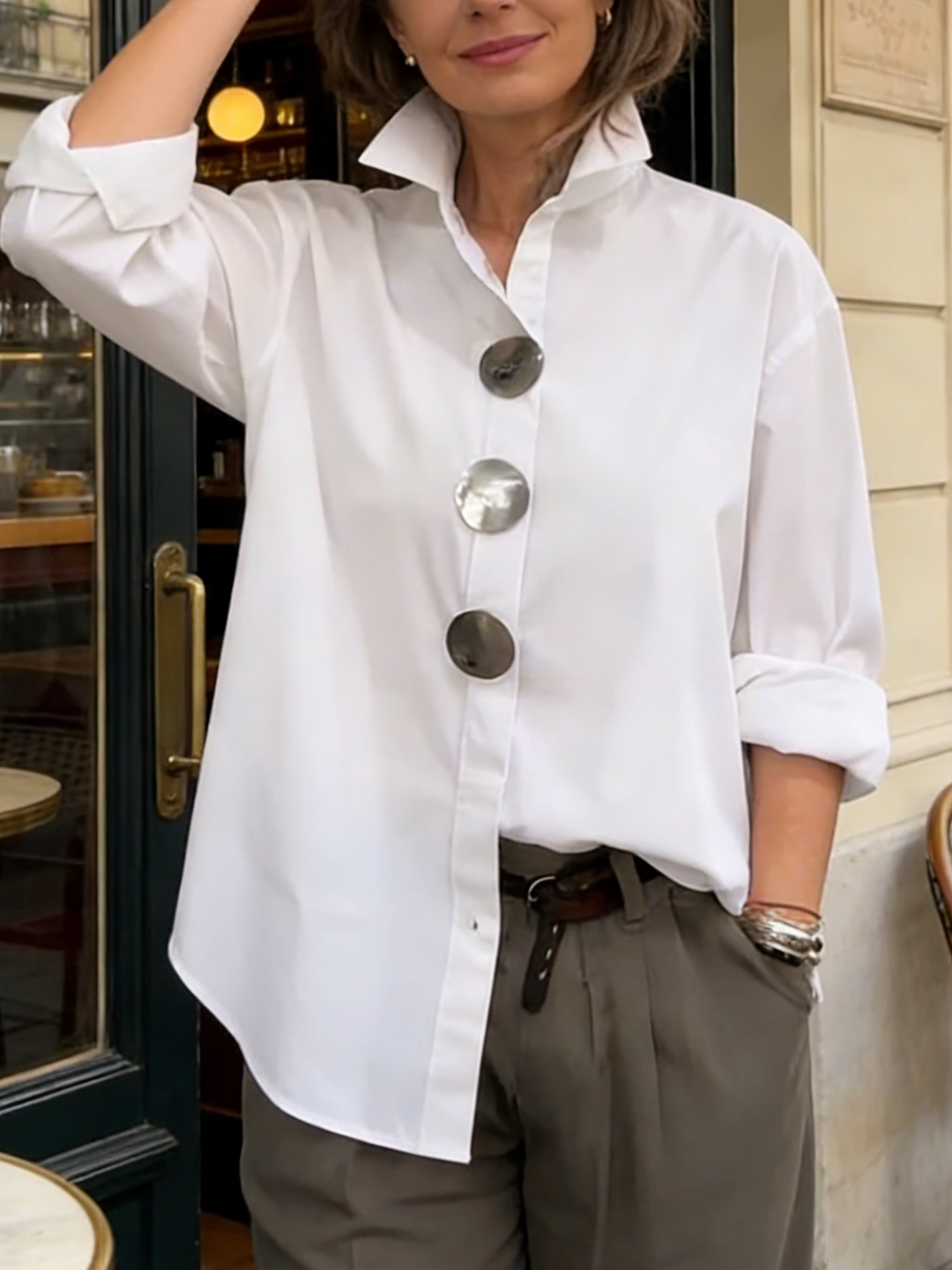 Glenda | Blouse boutonnée à col montant